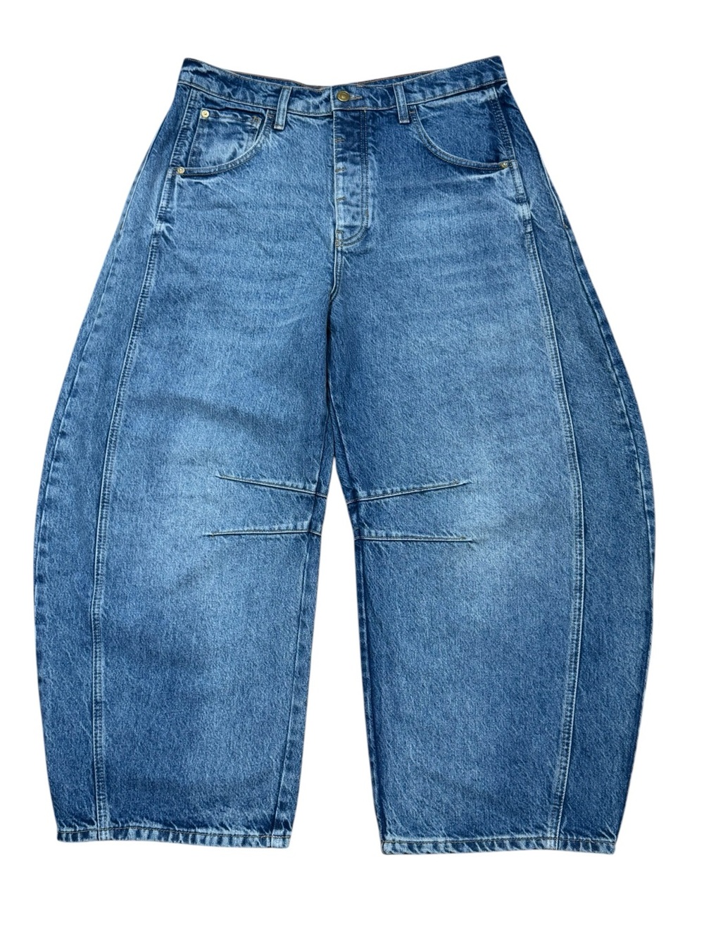 We The Free People Sz 30 good Luck Mid-Rise Barrel Jeans Blue Boho - Flawed - Picture 4 of 14